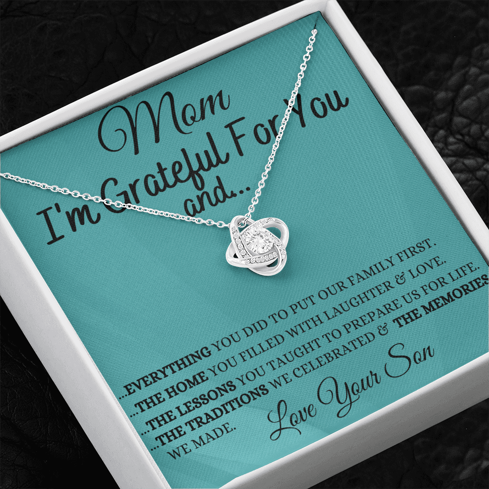 Gift for Mom| Mother's Day, Birthday Gift, Love Knot Necklace Jewelry w/ Custom Message Card, 424eGFS