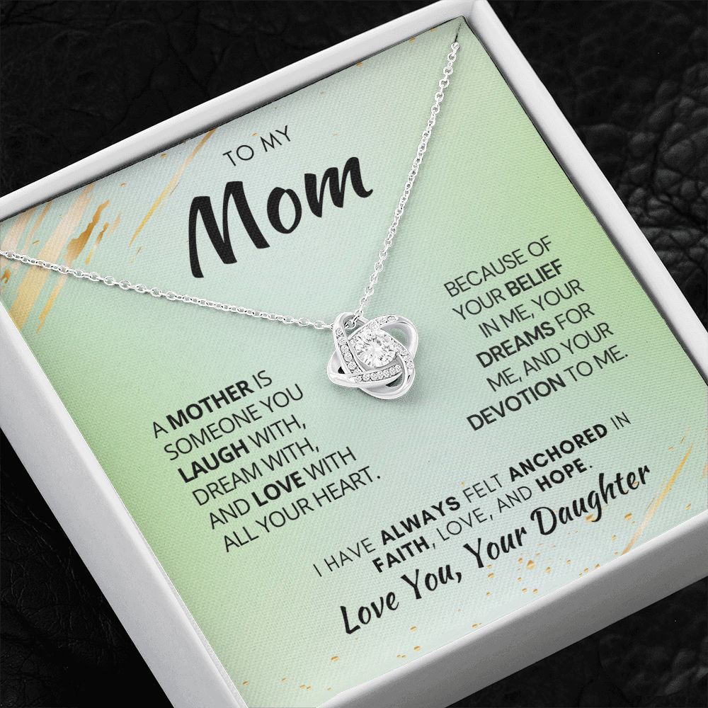 Gift for Mom| Birthday, Mother's Day Gift, Love Knot Necklace Jewelry w/ Custom Message Card, 311AMdmo2