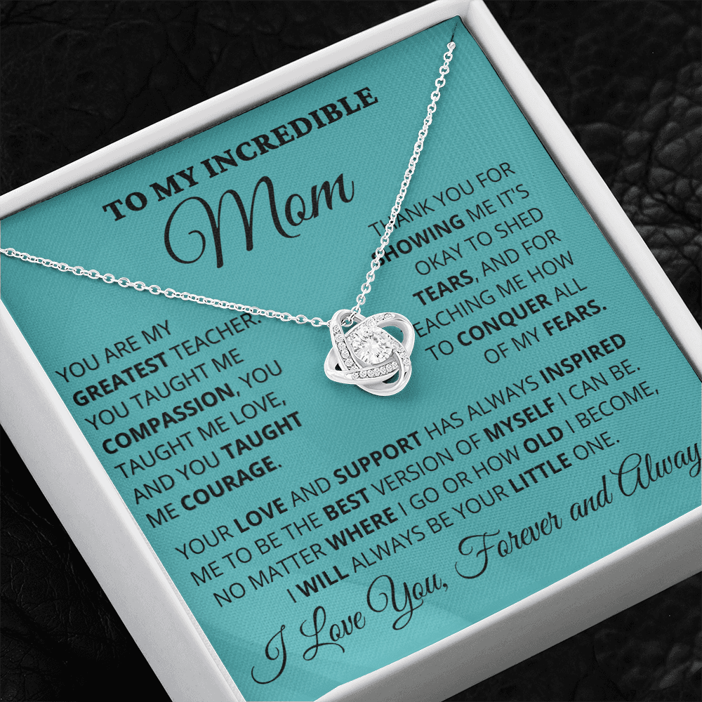Gift for Mom| Mother's Day, Birthday Gift, Love Knot Necklace Jewelry w/ Custom Message Card, 414eGT1