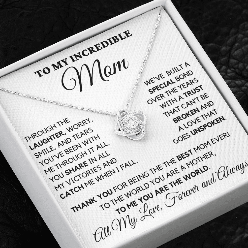 Gift for Mom| Mother's Day, Birthday Gift, Love Knot Necklace Jewelry w/ Custom Message Card, 416LW