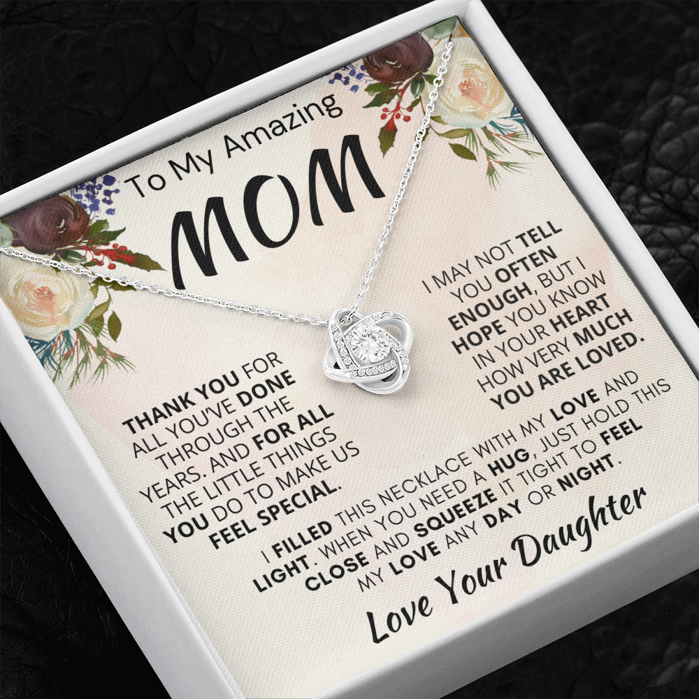 Gift for Mom| 'Thank you, Love Your Daughter,' Love Knot Necklace, 227TY.1Mb