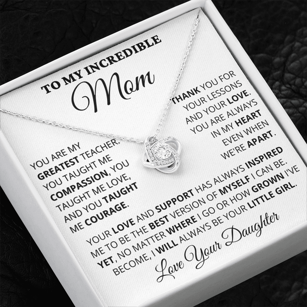 Gift for Mom| Mother's Day, Birthday Gift, Love Knot Necklace Jewelry w/ Custom Message Card, 416GTD1