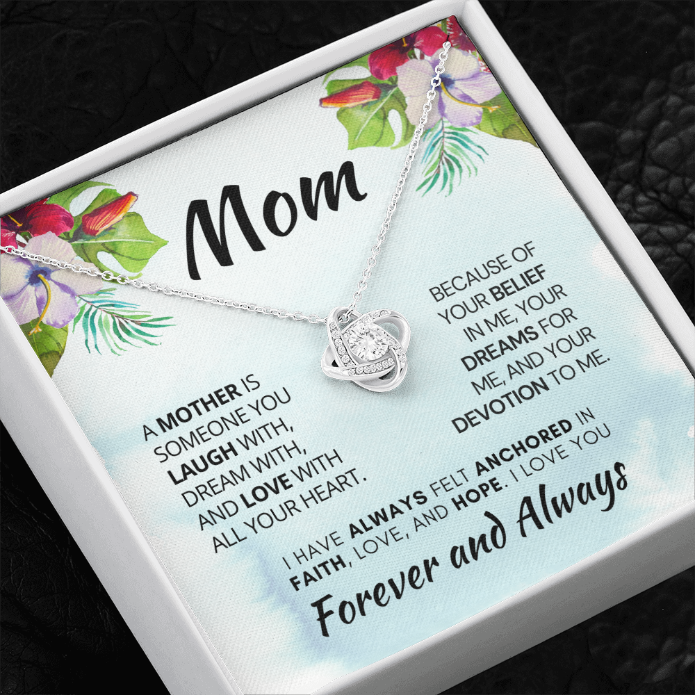 Gift for Mom| Birthday, Mother's Day Gift, Love Knot Necklace Jewelry w/ Custom Message Card, 311AMmo