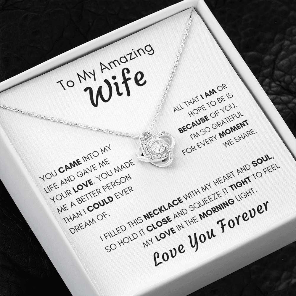 Gift For Wife, Love Knot Necklace-A Better Person, White v2