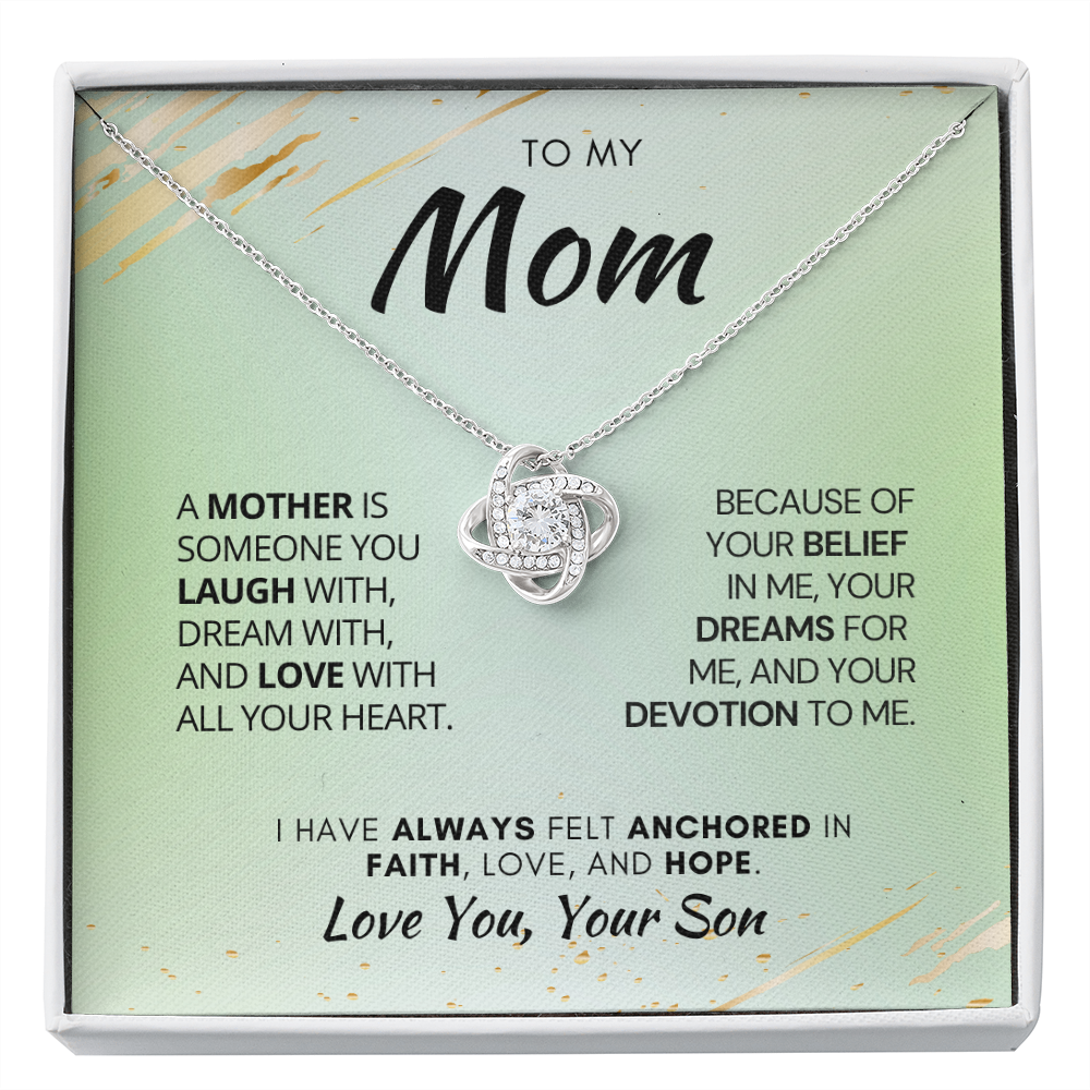 Gift for Mom| Birthday, Mother's Day Gift, Love Knot Necklace Jewelry w/ Custom Message Card, 311AMsmo2