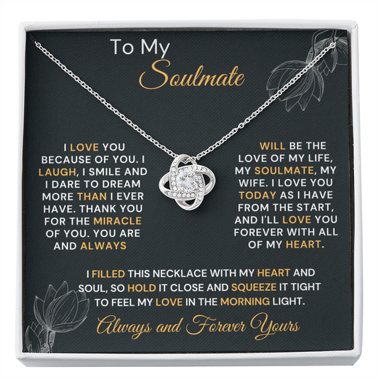 Soulmate Gift, Love Knot Necklace-Miracle Of You, Black