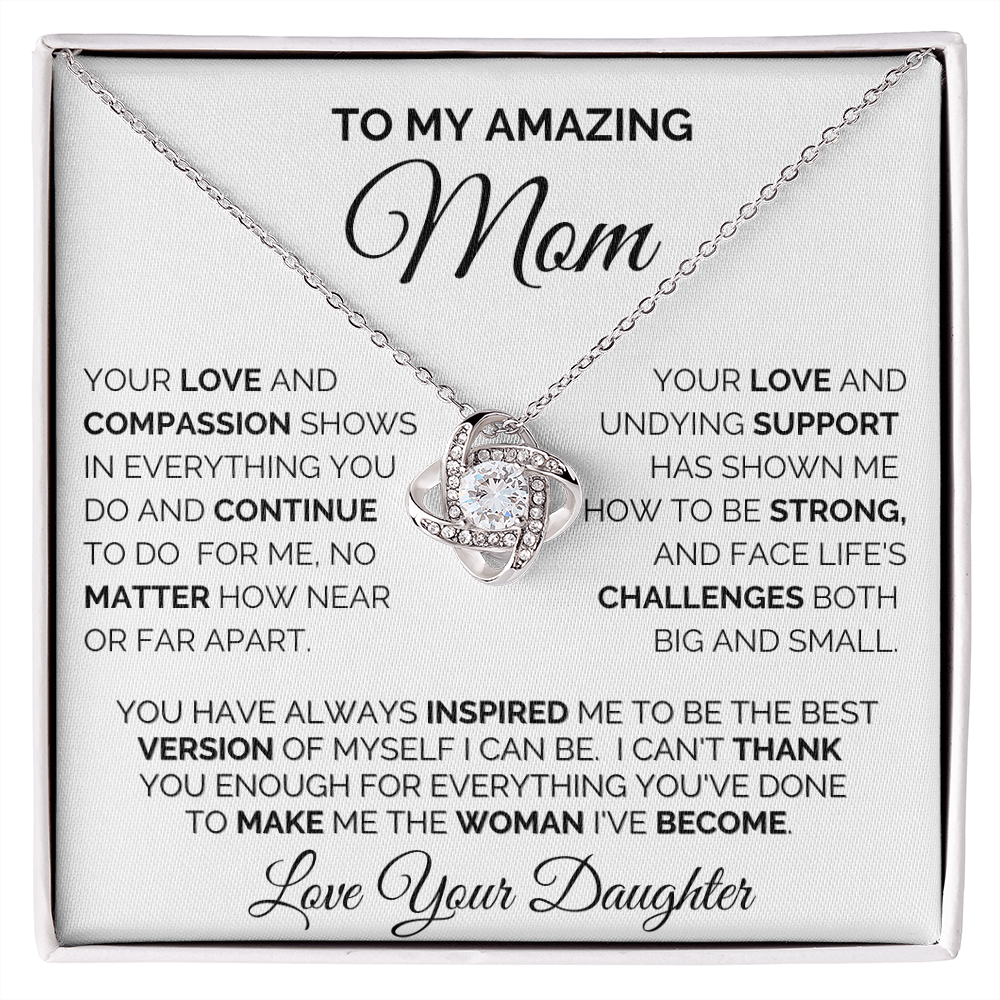 Gift for Mom| Mother's Day, Birthday Gift, Love Knot Necklace Jewelry w/ Custom Message Card, 418LCD1