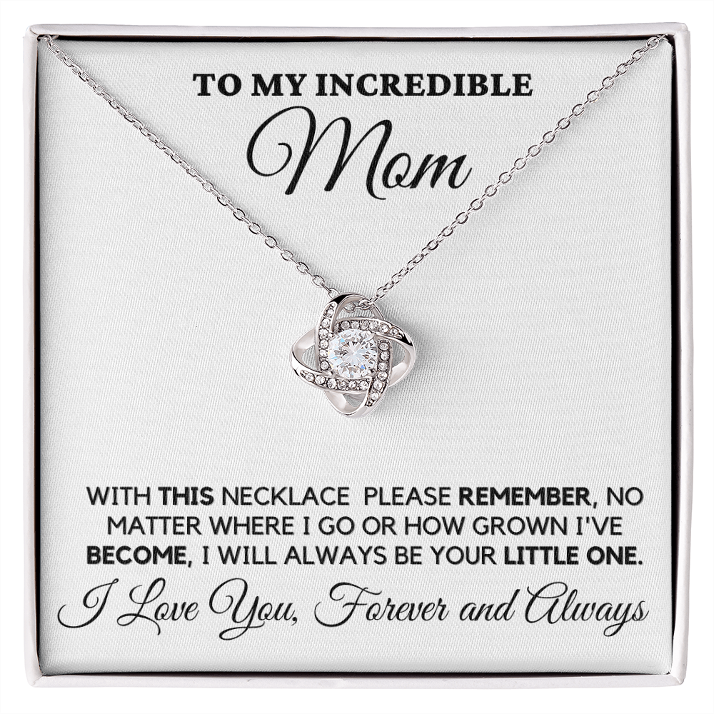Gift for Mom| Mother's Day, Birthday Gift, Love Knot Necklace Jewelry w/ Custom Message Card, 418TN1