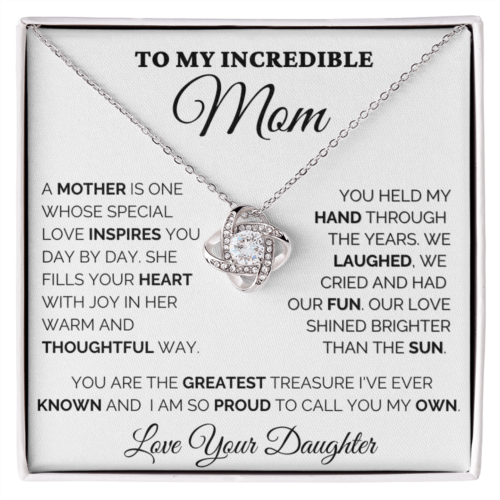 Gift for Mom| Mother's Day, Birthday Gift, Love Knot Necklace Jewelry w/ Custom Message Card, 418SLD1