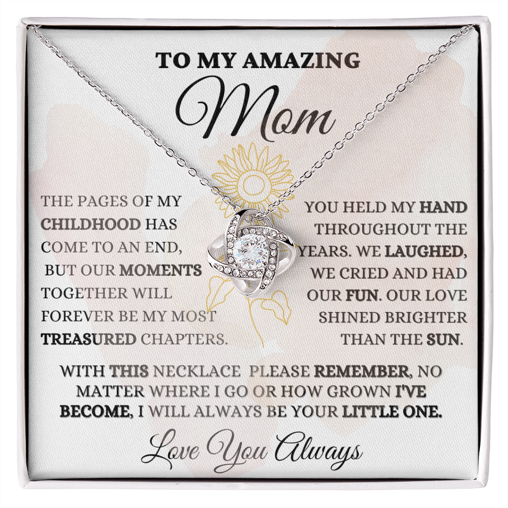 Gift for Mom| Mother's Day, Birthday Gift, Love Knot Necklace Jewelry w/ Custom Message Card, 424eMC