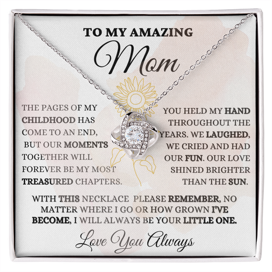 Gift for Mom| Mother's Day, Birthday Gift, Love Knot Necklace Jewelry w/ Custom Message Card, 424eMC