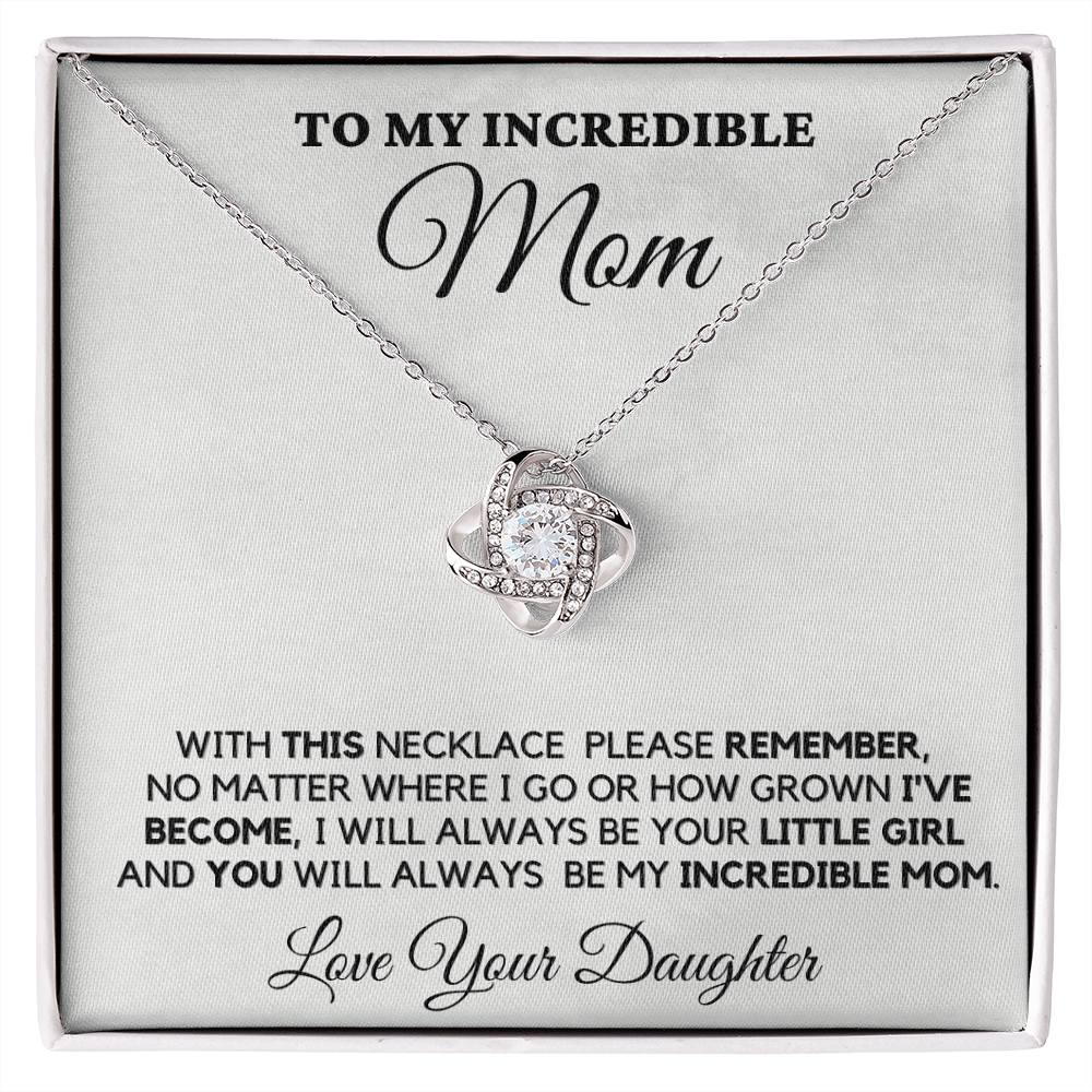 Gift for Mom| Mother's Day, Birthday Gift, Love Knot Necklace Jewelry w/ Custom Message Card, 416TND1