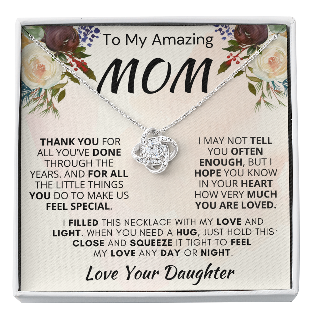 Gift for Mom| 'Thank you, Love Your Daughter,' Love Knot Necklace, 227TY.1Mb