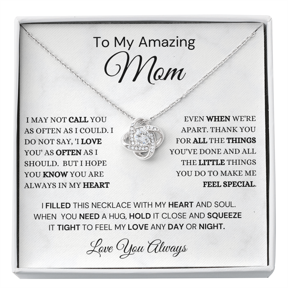 Gift For Mom, Love Knot Necklace, 'Call You As Often' 220CYAOMfb