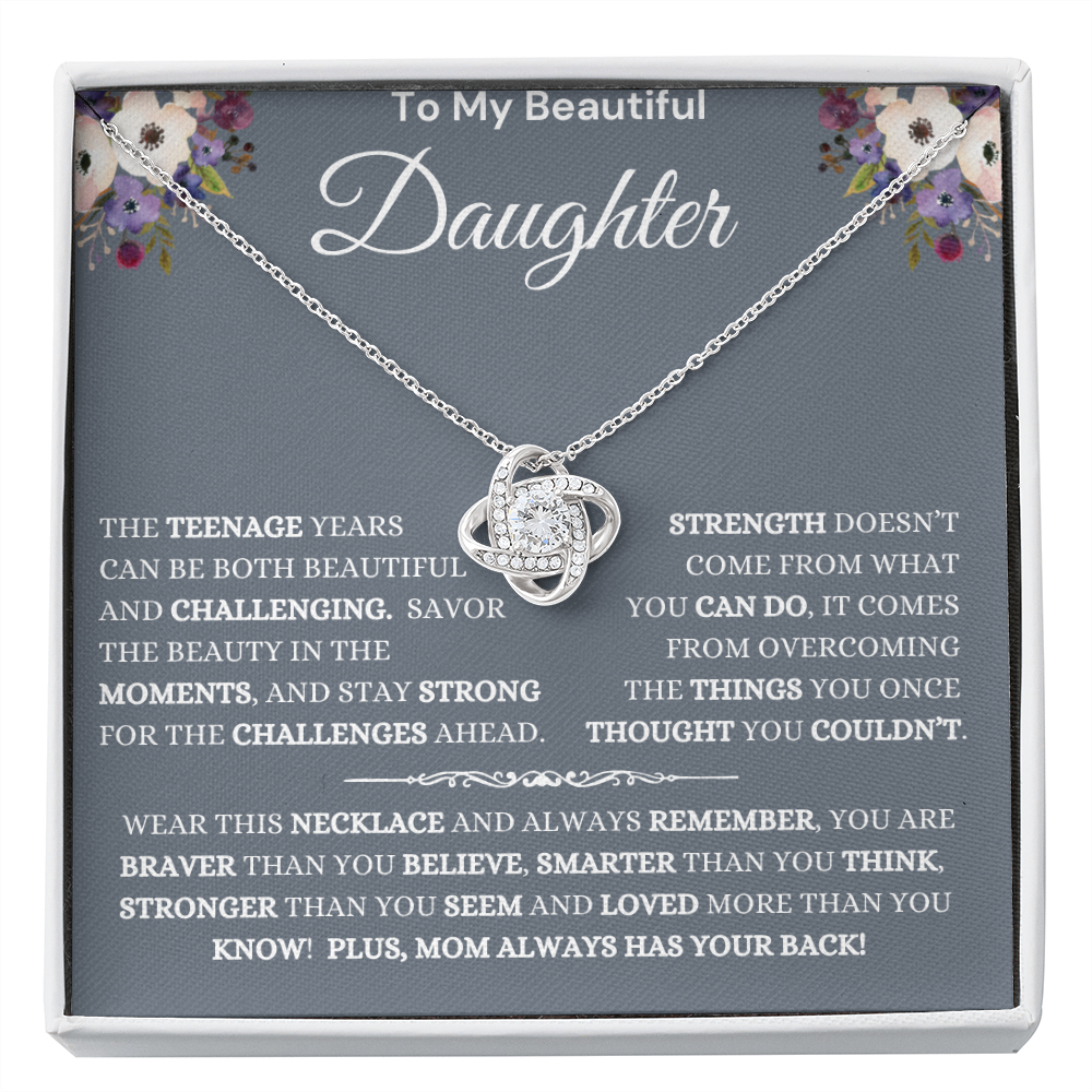 Gift For Daughter, Love Knot Necklace, 'Teen Age Years Difficult" 224tydd