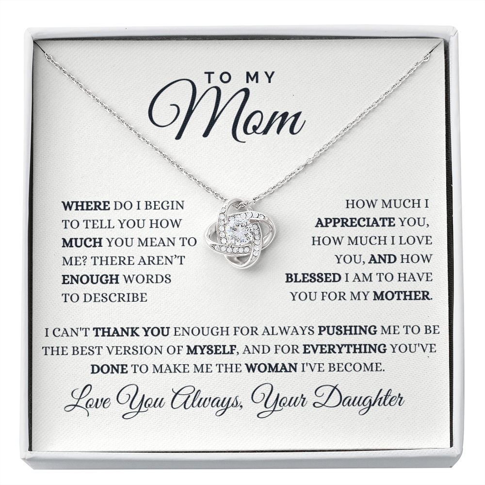 Gift for Mom| Birthday, Mother's Day Gift, Love Knot Necklace Jewelry w/ Custom Message Card, 316IBfb