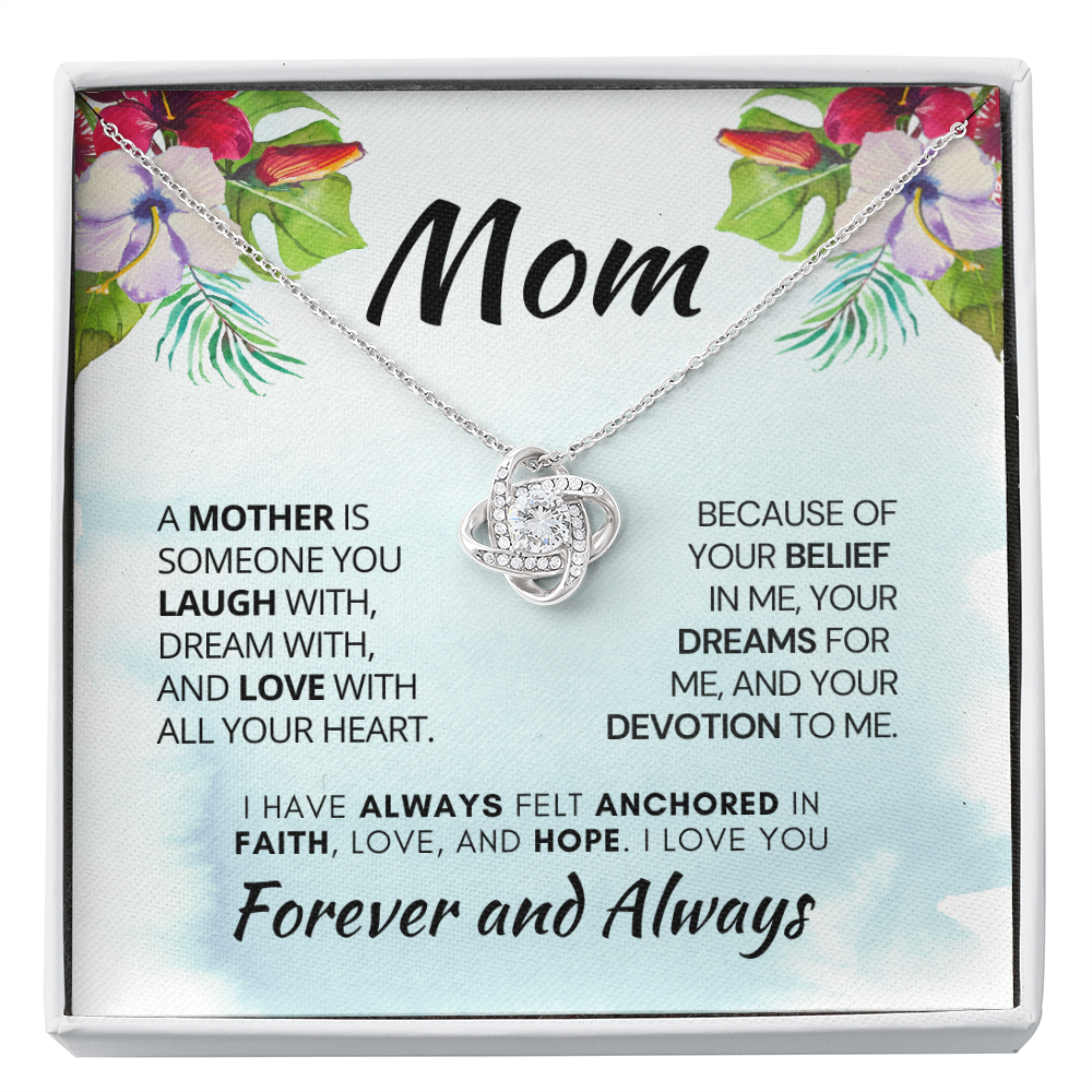 Gift for Mom| Birthday, Mother's Day Gift, Love Knot Necklace Jewelry w/ Custom Message Card, 311AMmo