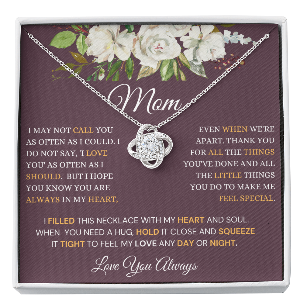 Gift For Mom, Love Knot Necklace, 'Call You As Often' 220CYAOMd