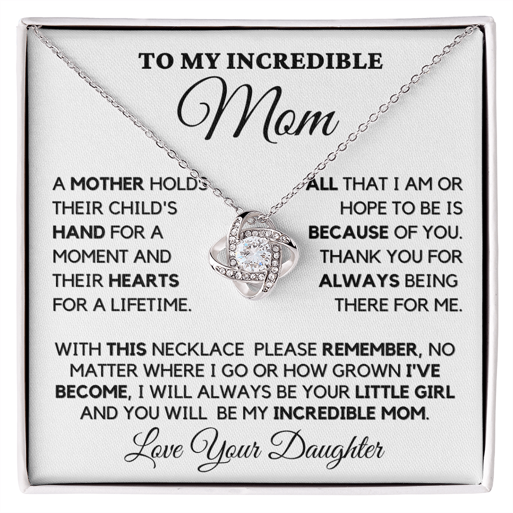 Gift for Mom| Mother's Day, Birthday Gift, Love Knot Necklace Jewelry w/ Custom Message Card,,416CHD