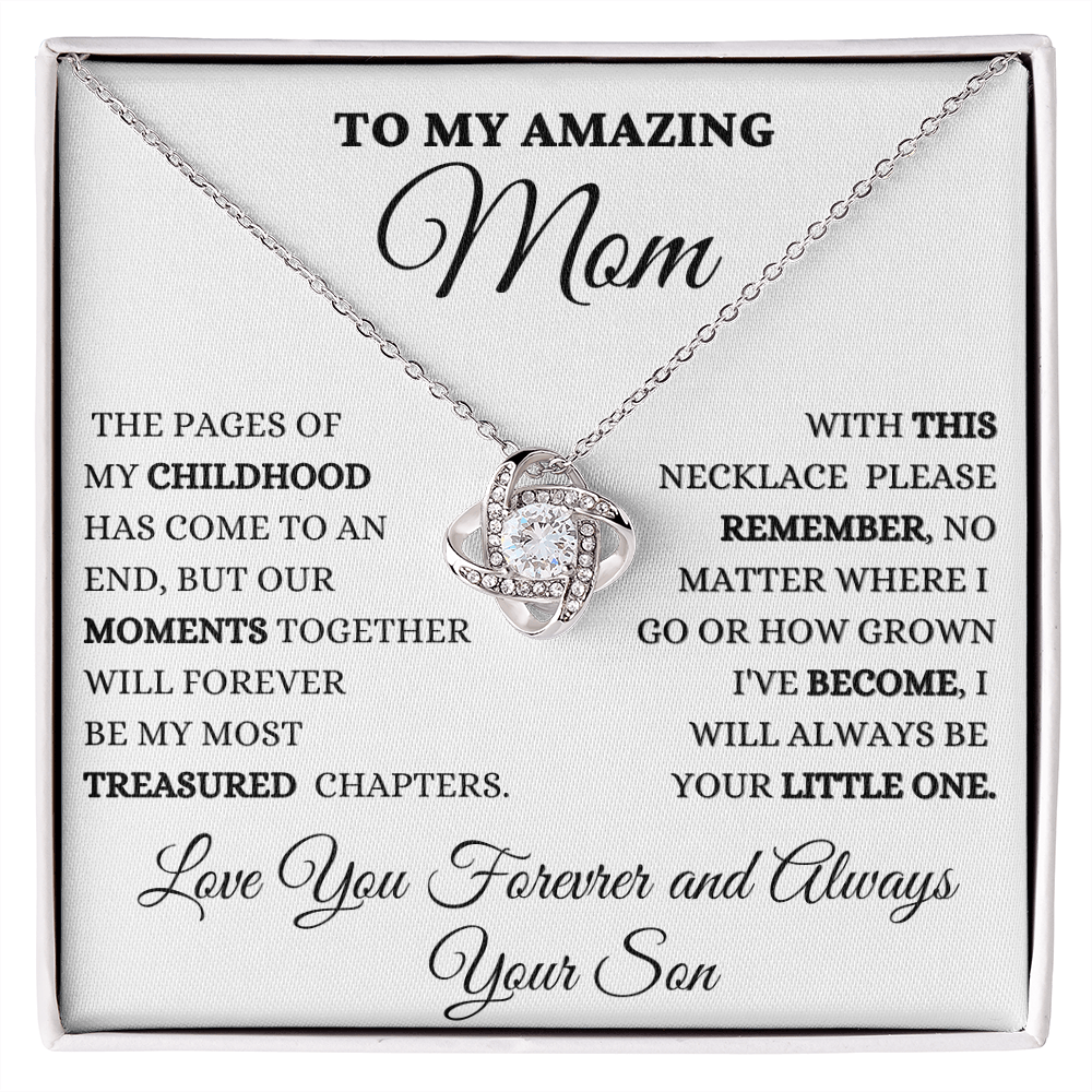 Gift for Mom| Mother's Day, Birthday Gift, Love Knot Necklace Jewelry w/ Custom Message Card, 418MCS1