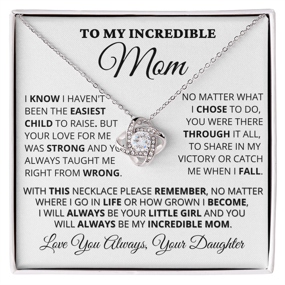 Gift for Mom| Mother's Day, Birthday Gift, Love Knot Necklace Jewelry w/ Custom Message Card, 416ECD
