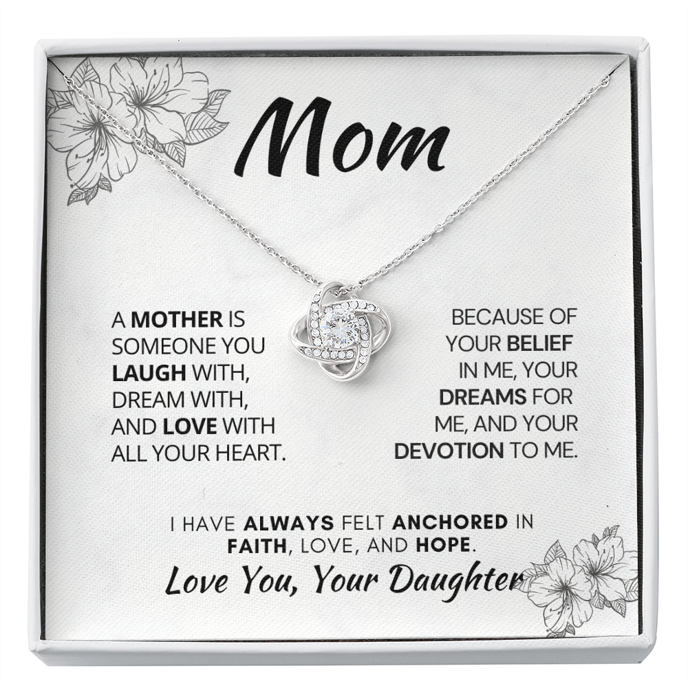 Gift for Mom| Birthday, Mother's Day Gift, Love Knot Necklace Jewelry w/ Custom Message Card. 311AMdfb