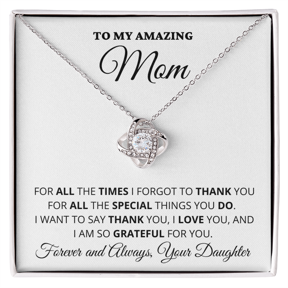 Gift for Mom| Mother's Day, Birthday Gift, Love Knot Necklace Jewelry w/ Custom Message Card, 418ATD