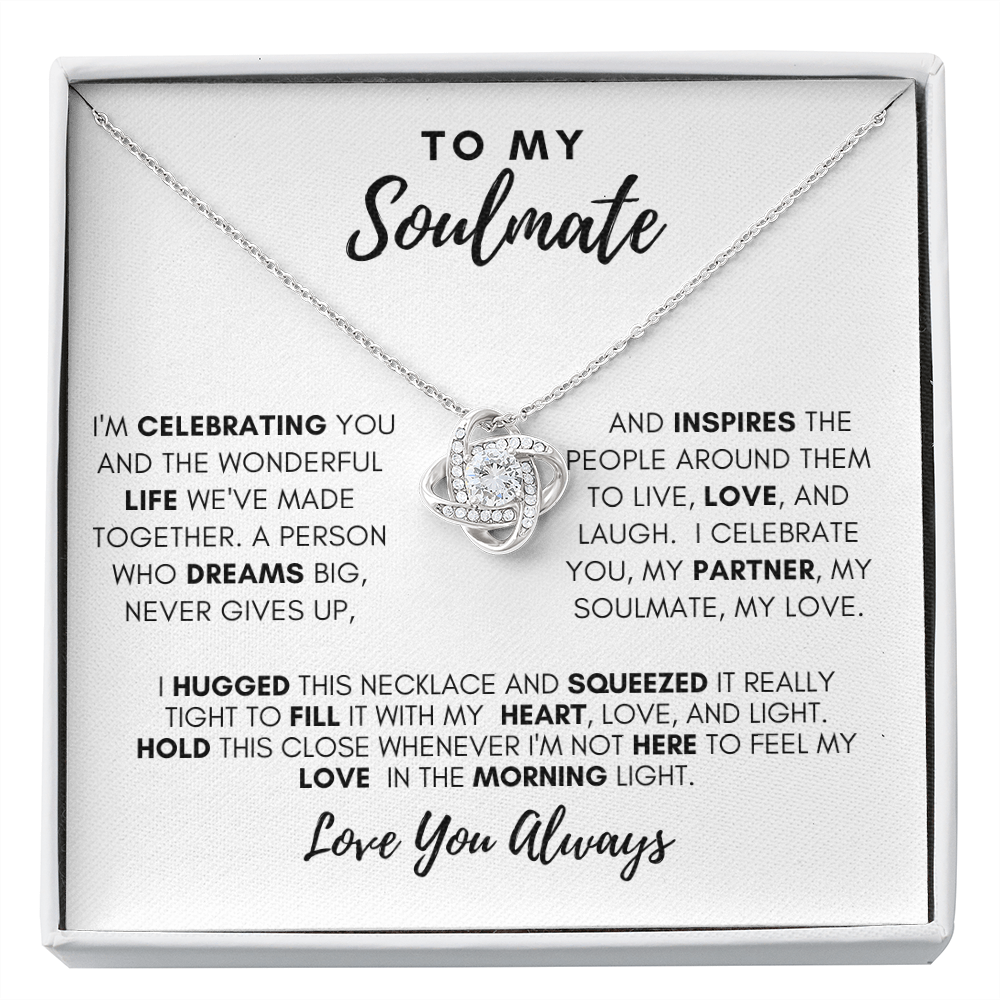 Soulmate Gift, Love Knot Necklace-Celebrate, White