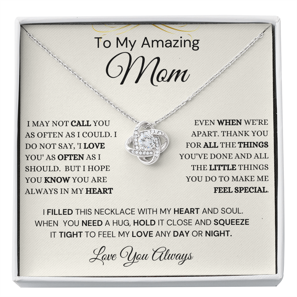 Gift For Mom, Love Knot Necklace, 'Call You As Often' 220CYAOMf
