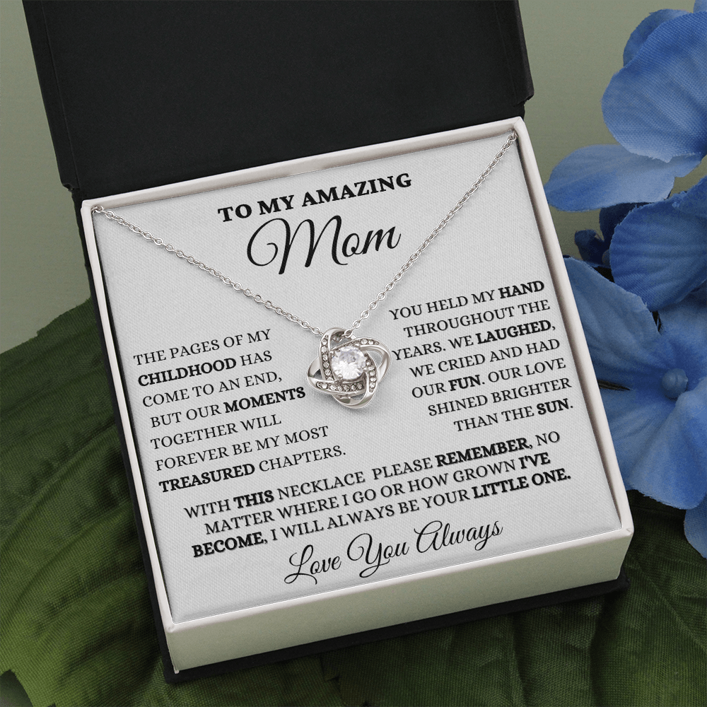 Gift for Mom| Mother's Day, Birthday Gift, Love Knot Necklace Jewelry w/ Custom Message Card, 418MC