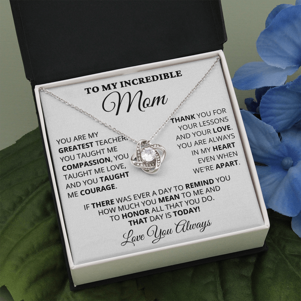 Gift for Mom| Mother's Day, Birthday Gift, Love Knot Necklace Jewelry w/ Custom Message Card, 416GT3