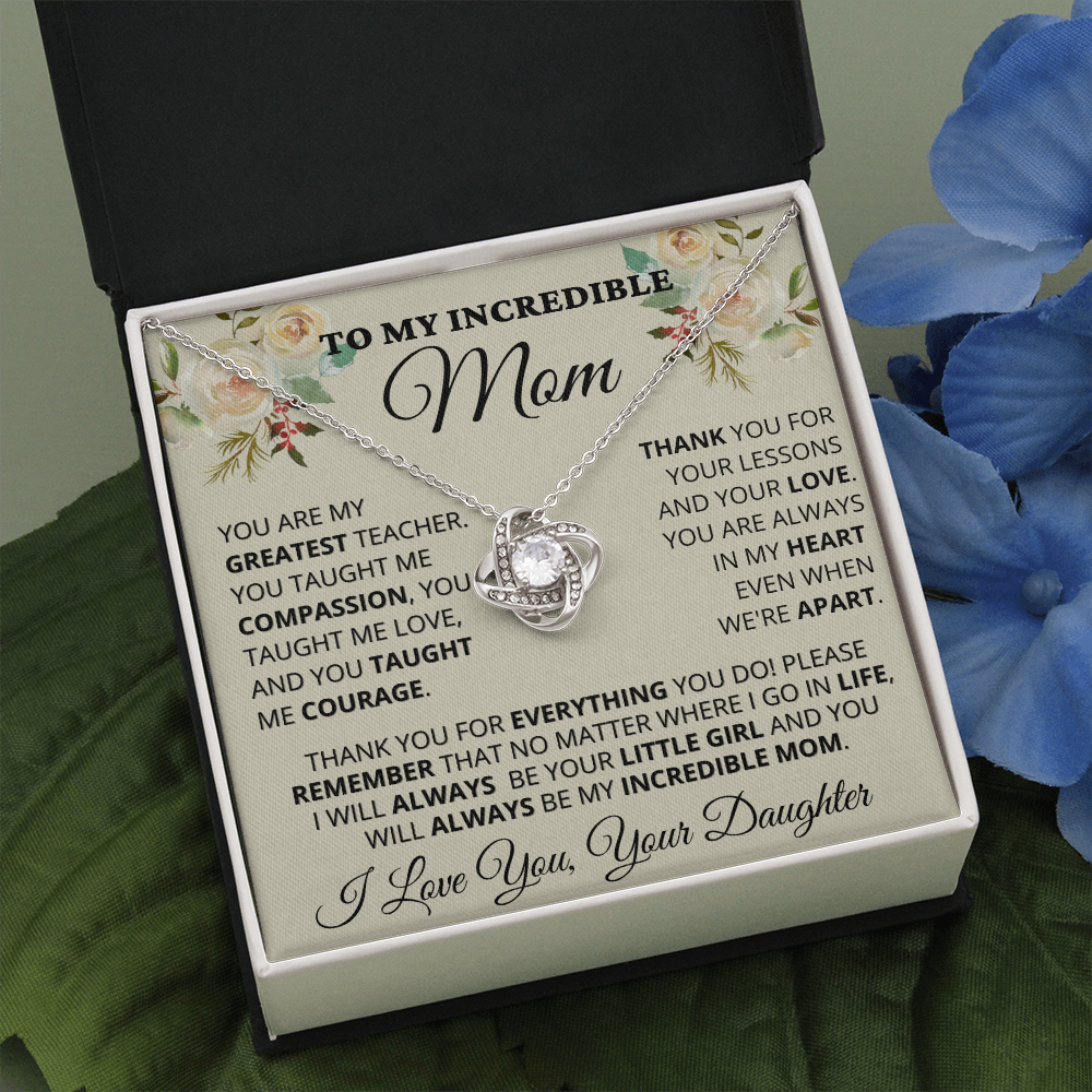 Gift for Mom| Mother's Day, Birthday Gift, Love Knot Necklace Jewelry w/ Custom Message Card, 414eGTD3