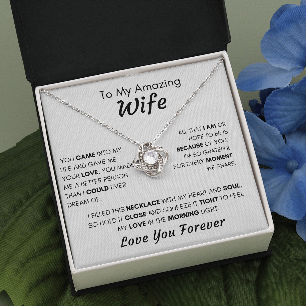 Gift For Wife, Love Knot Necklace-A Better Person, White v2