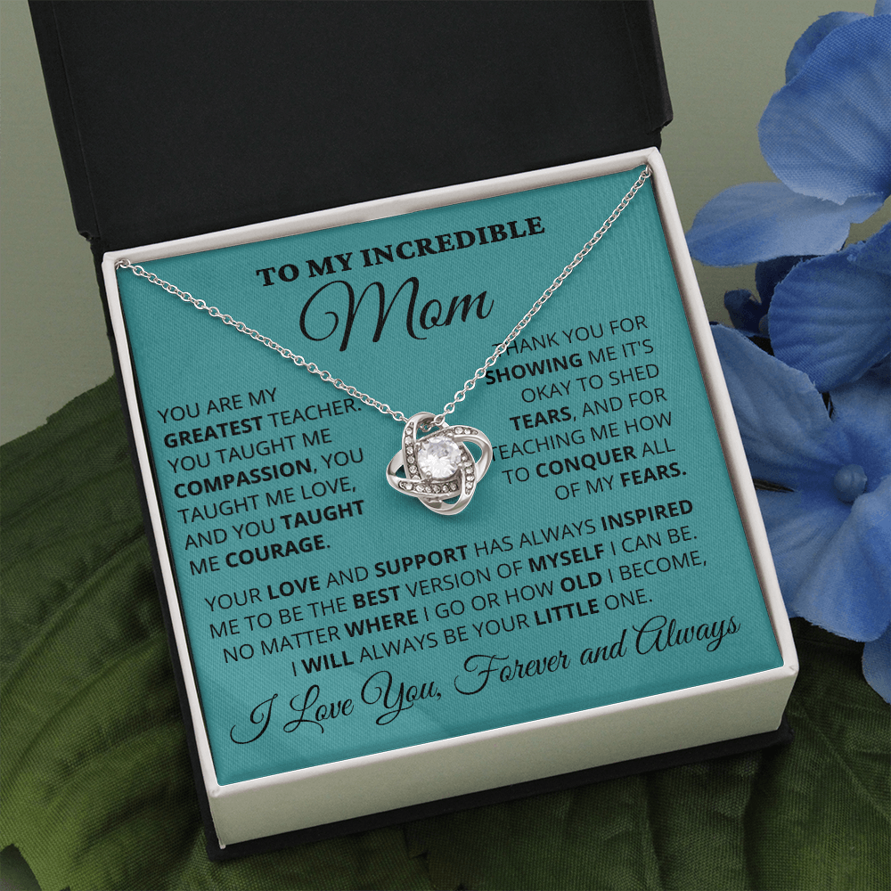 Gift for Mom| Mother's Day, Birthday Gift, Love Knot Necklace Jewelry w/ Custom Message Card, 414eGT1