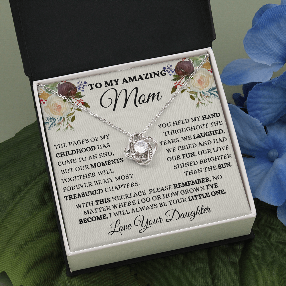 Gift for Mom| Mother's Day, Birthday Gift, Love Knot Necklace Jewelry w/ Custom Message Card,