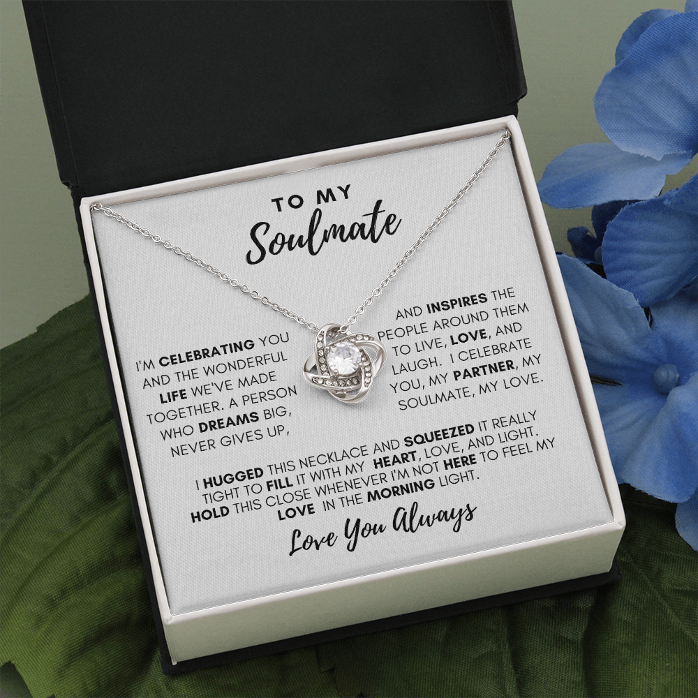 Soulmate Gift, Love Knot Necklace-Celebrate, White