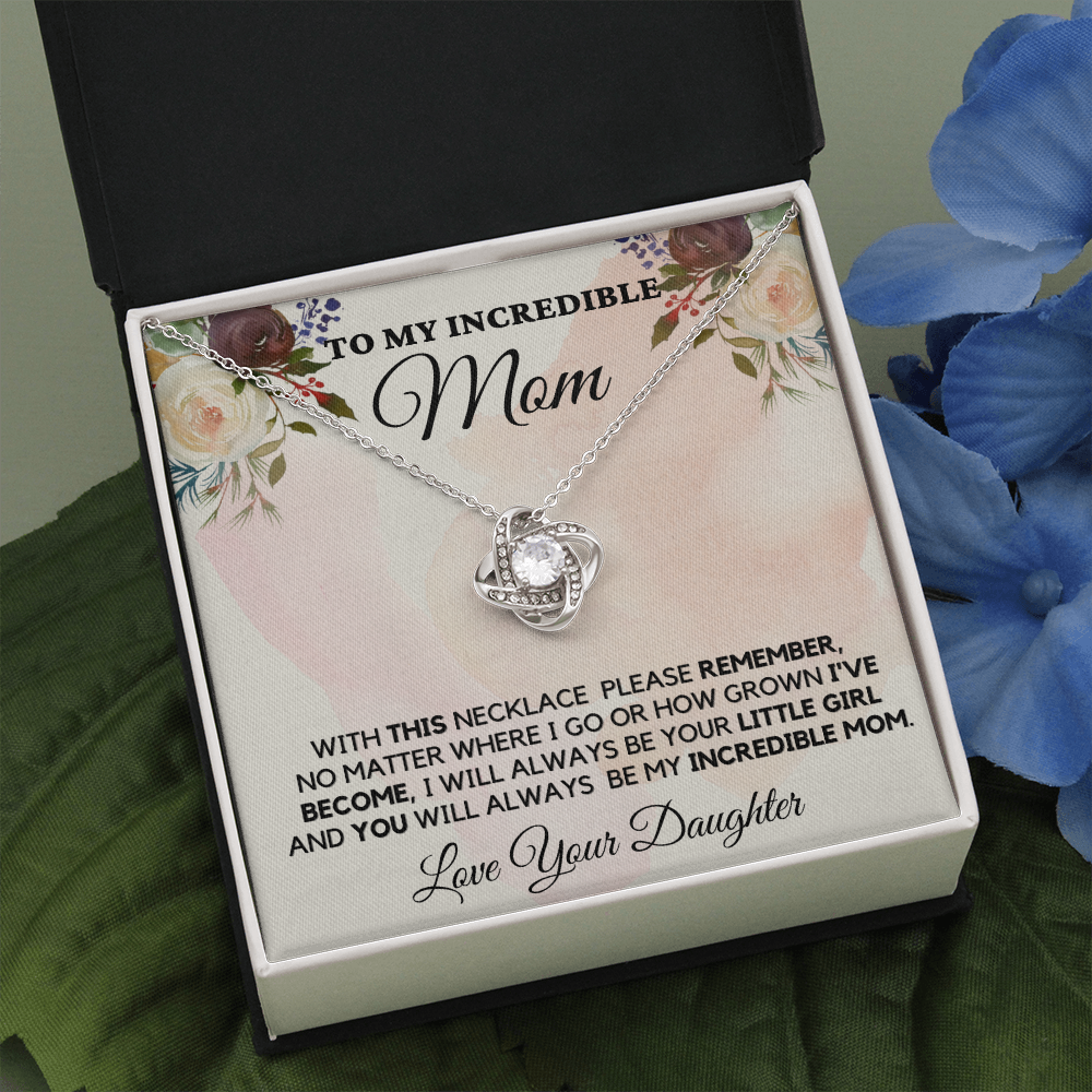 Gift for Mom| Mother's Day, Birthday Gift, Love Knot Necklace Jewelry w/ Custom Message Card, 416TND1b