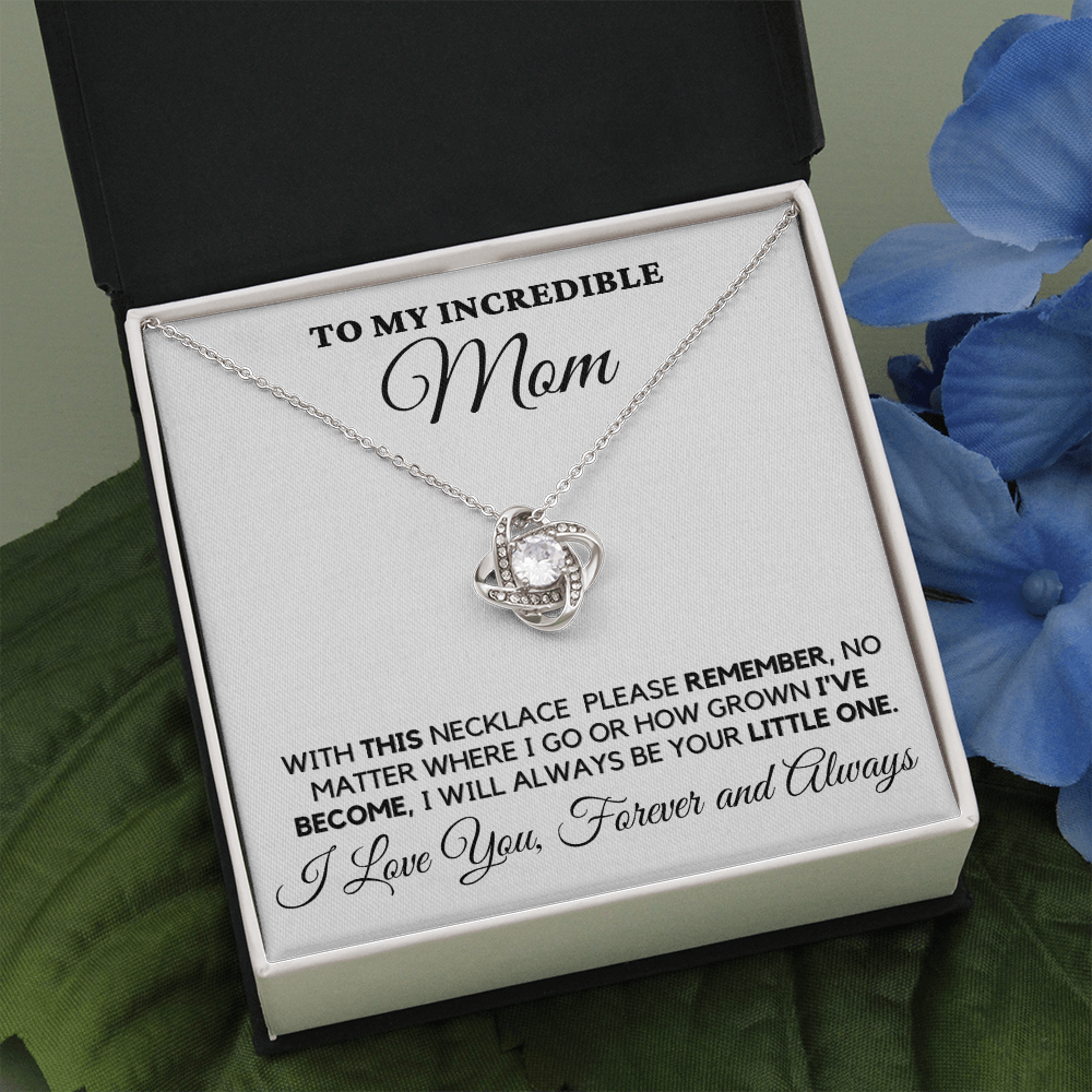 Gift for Mom| Mother's Day, Birthday Gift, Love Knot Necklace Jewelry w/ Custom Message Card, 416TN1