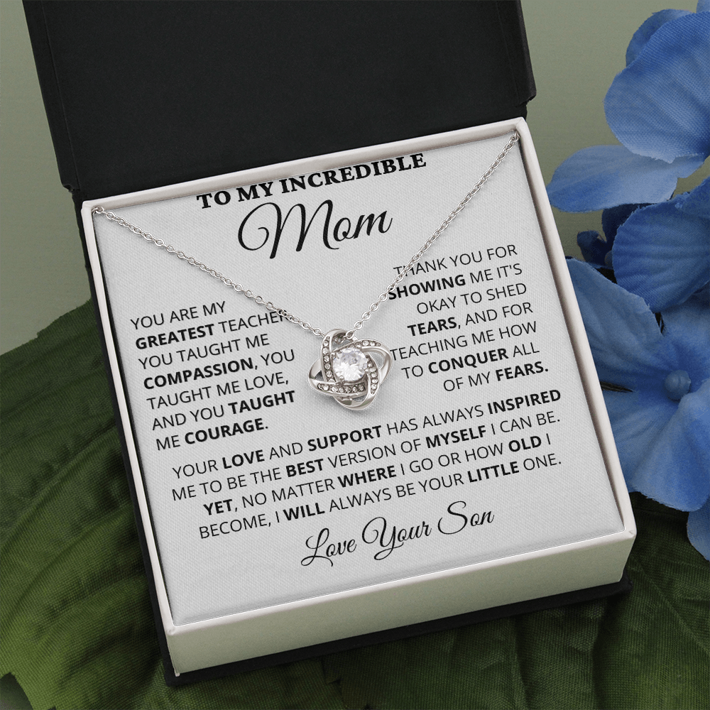 Gift for Mom| Mother's Day, Birthday Gift, Love Knot Necklace Jewelry w/ Custom Message Card, 416GTS
