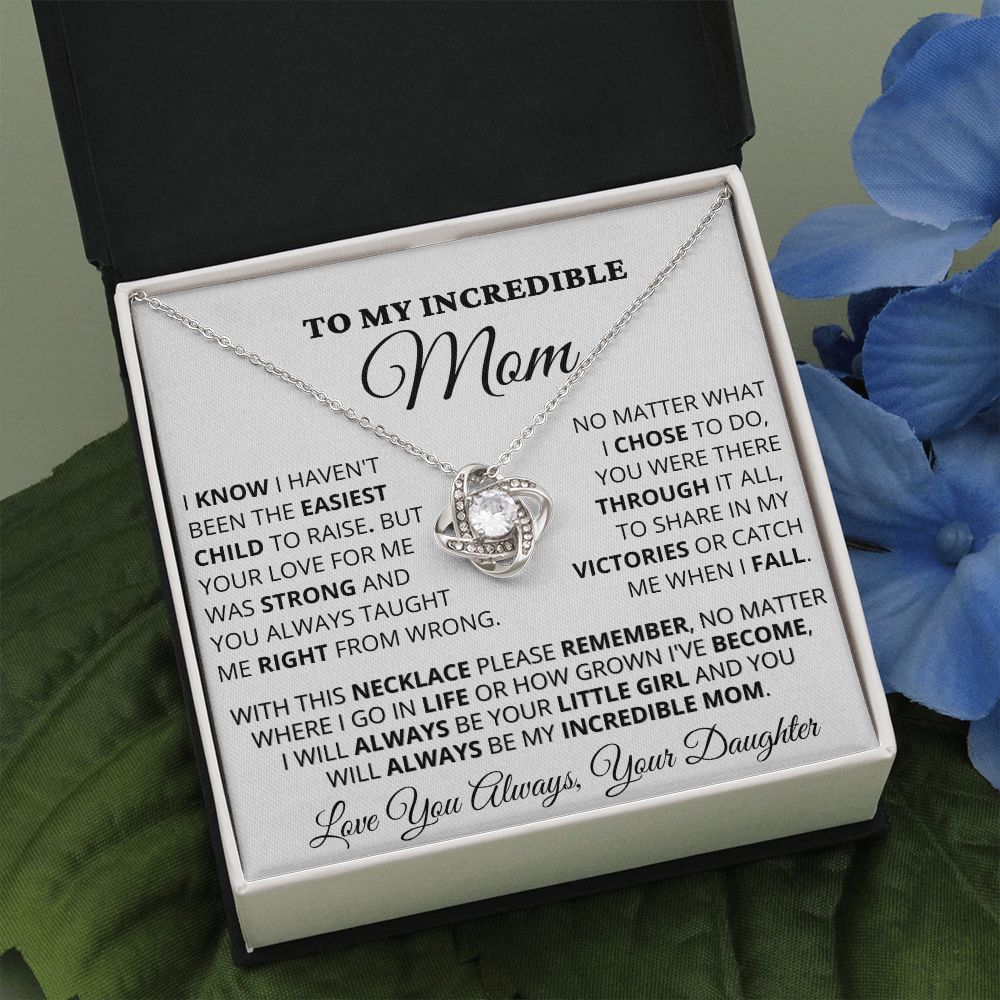 Gift for Mom| Mother's Day, Birthday Gift, Love Knot Necklace Jewelry w/ Custom Message Card, 418ECD