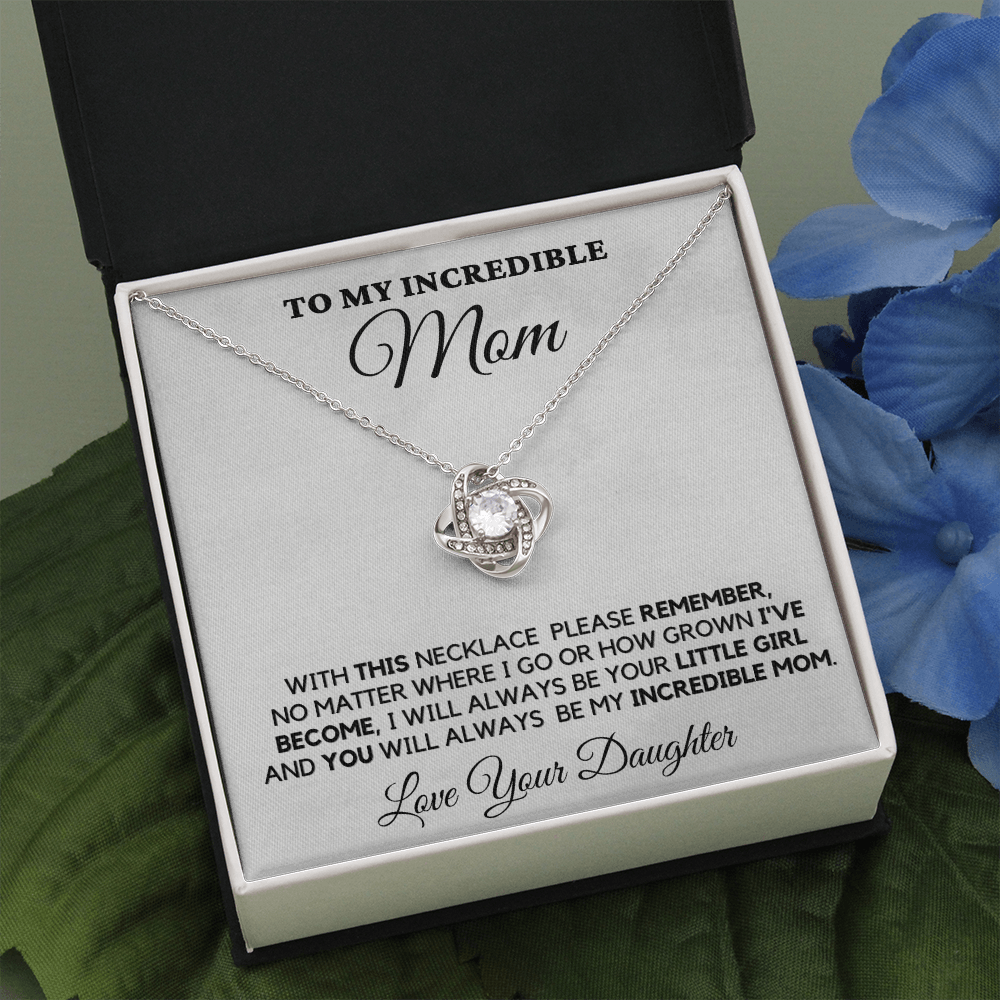 Gift for Mom| Mother's Day, Birthday Gift, Love Knot Necklace Jewelry w/ Custom Message Card, 416TND1