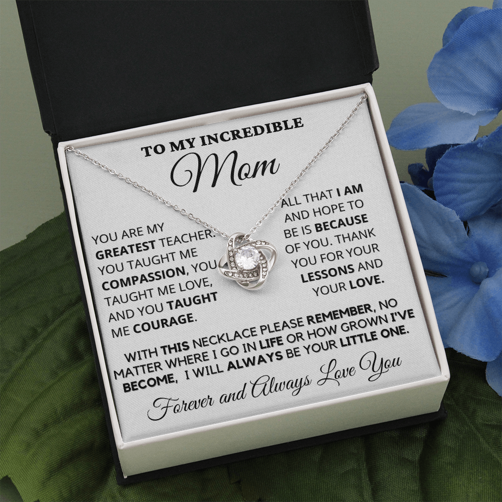 Gift for Mom| Mother's Day, Birthday Gift, Love Knot Necklace Jewelry w/ Custom Message Card,416GT4