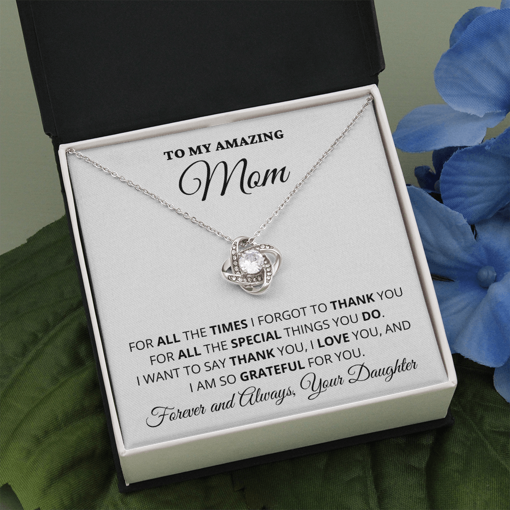 Gift for Mom| Mother's Day, Birthday Gift, Love Knot Necklace Jewelry w/ Custom Message Card, 418ATD