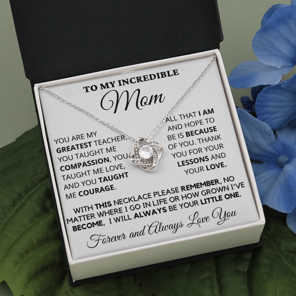 Gift for Mom| Mother's Day, Birthday Gift, Love Knot Necklace Jewelry w/ Custom Message Card, 418GT4