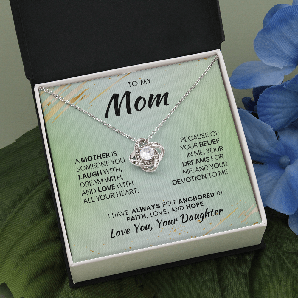 Gift for Mom| Birthday, Mother's Day Gift, Love Knot Necklace Jewelry w/ Custom Message Card, 311AMdmo2