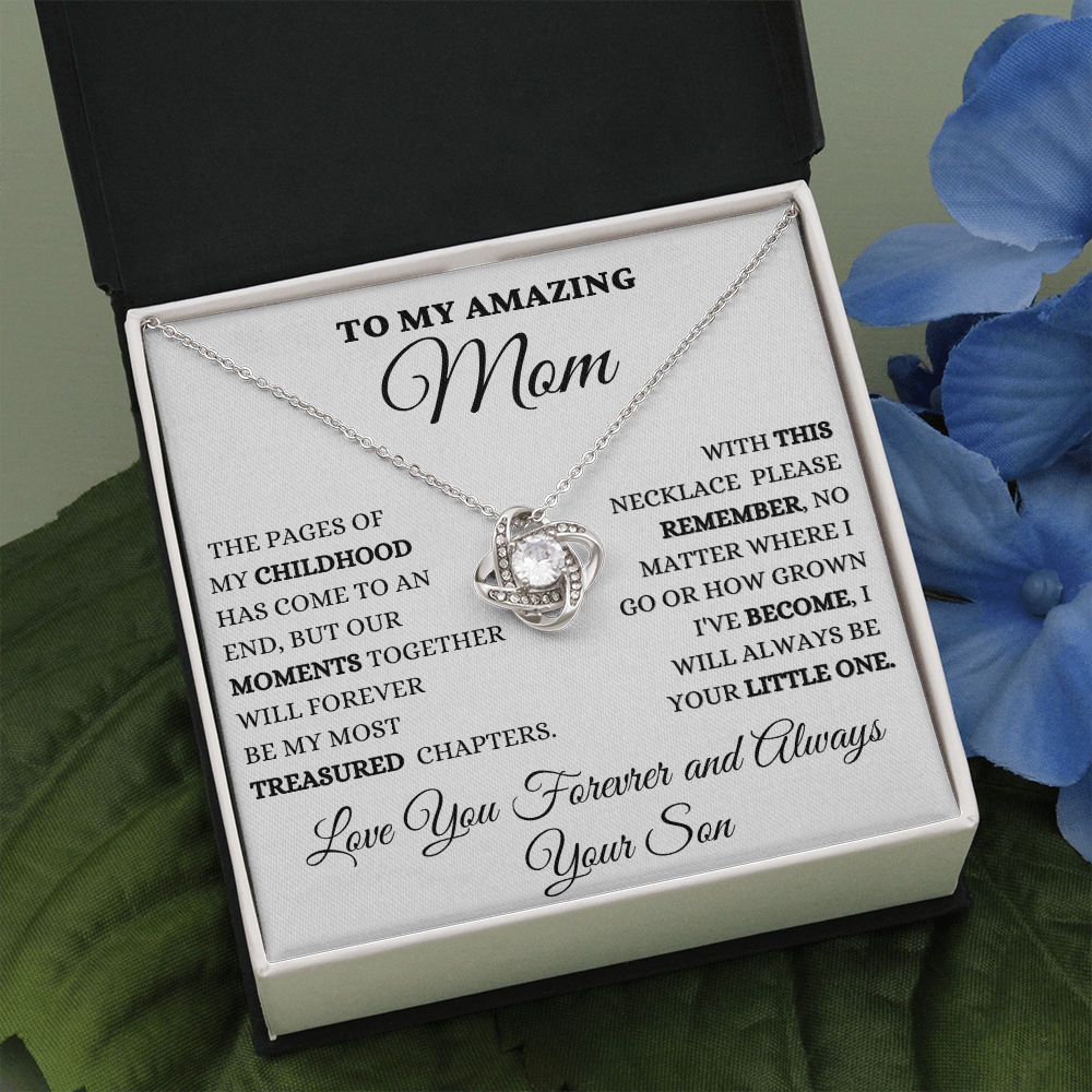 Gift for Mom| Mother's Day, Birthday Gift, Love Knot Necklace Jewelry w/ Custom Message Card, 418MCS1