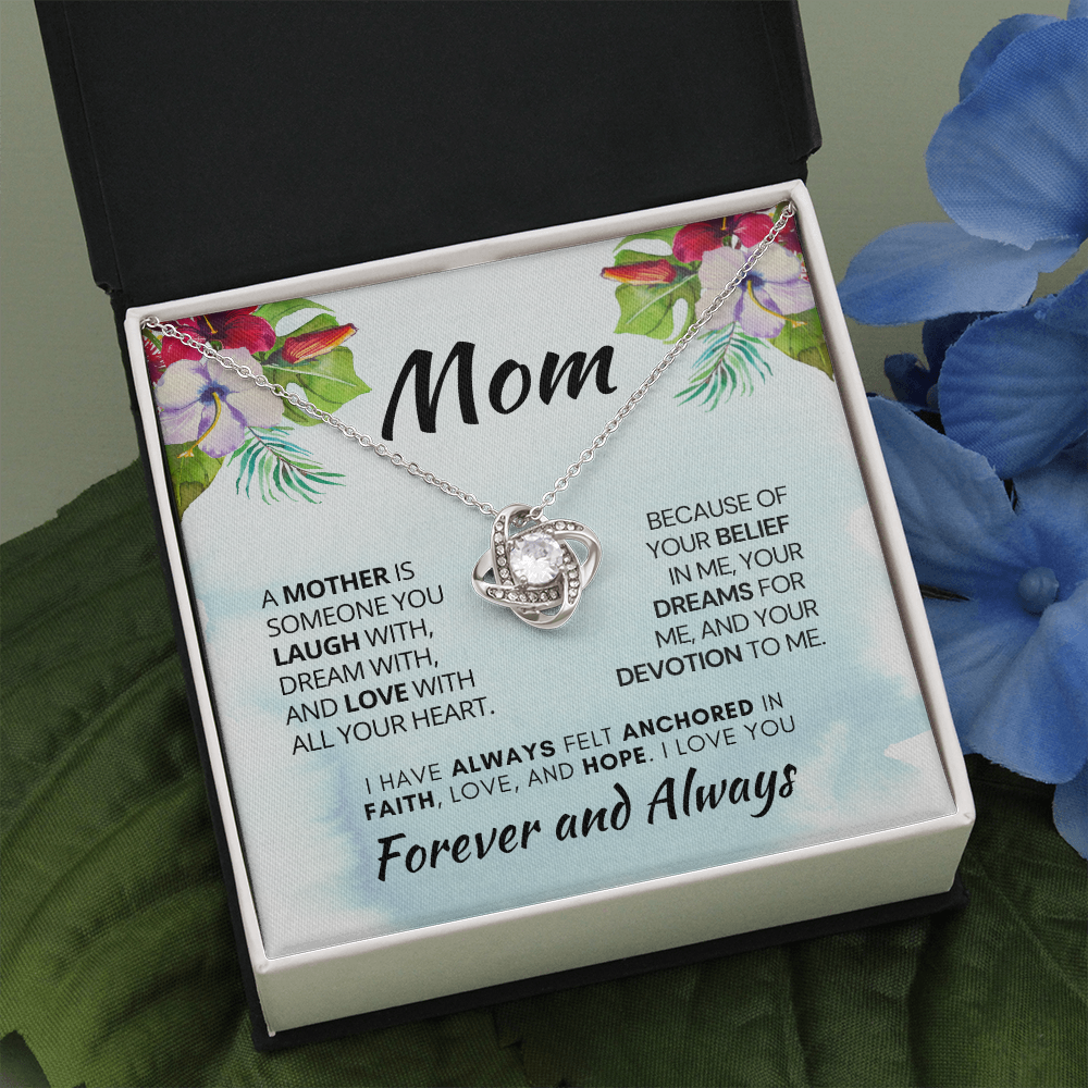 Gift for Mom| Birthday, Mother's Day Gift, Love Knot Necklace Jewelry w/ Custom Message Card, 311AMmo