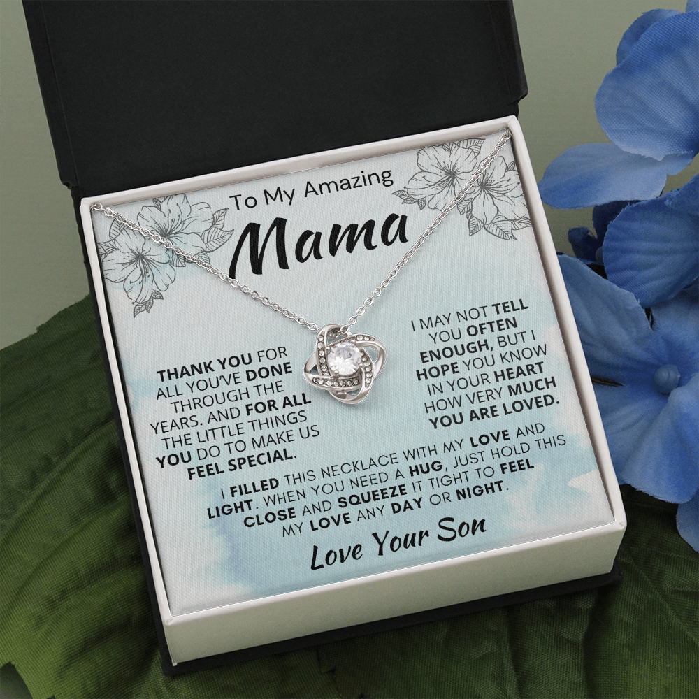 Gift for Mama| 'Thank you, Love Your Son,' Love Knot Necklace, 227TY.1Md