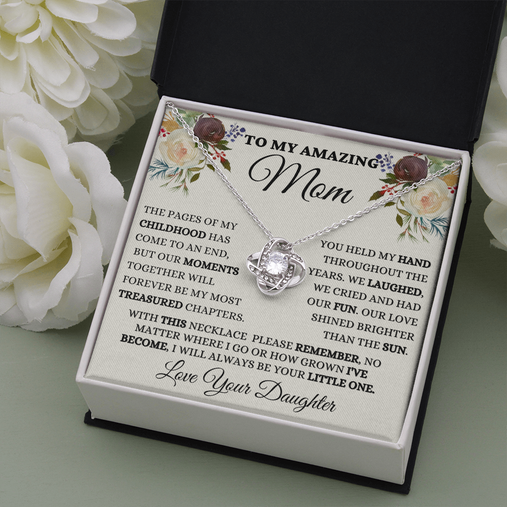 Gift for Mom| Mother's Day, Birthday Gift, Love Knot Necklace Jewelry w/ Custom Message Card,