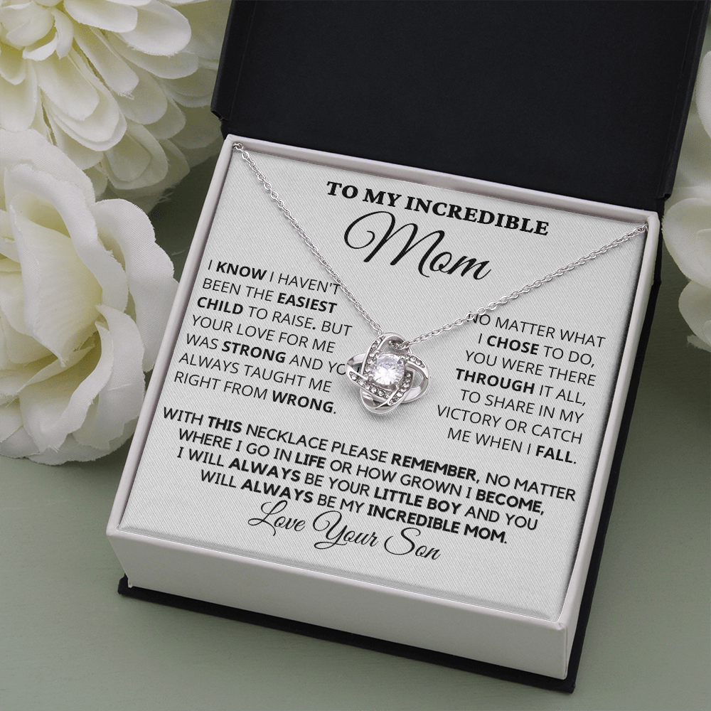 Gift for Mom| Mother's Day, Birthday Gift, Love Knot Necklace Jewelry w/ Custom Message Card, 416ECS